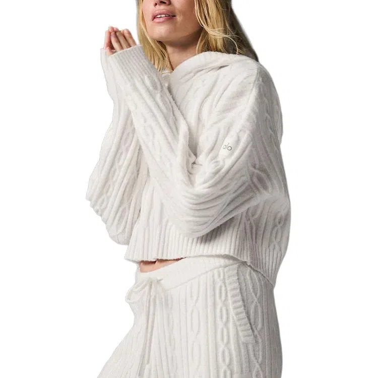 alo yoga Hoodie Knit Pullover Athletic Heather Grey