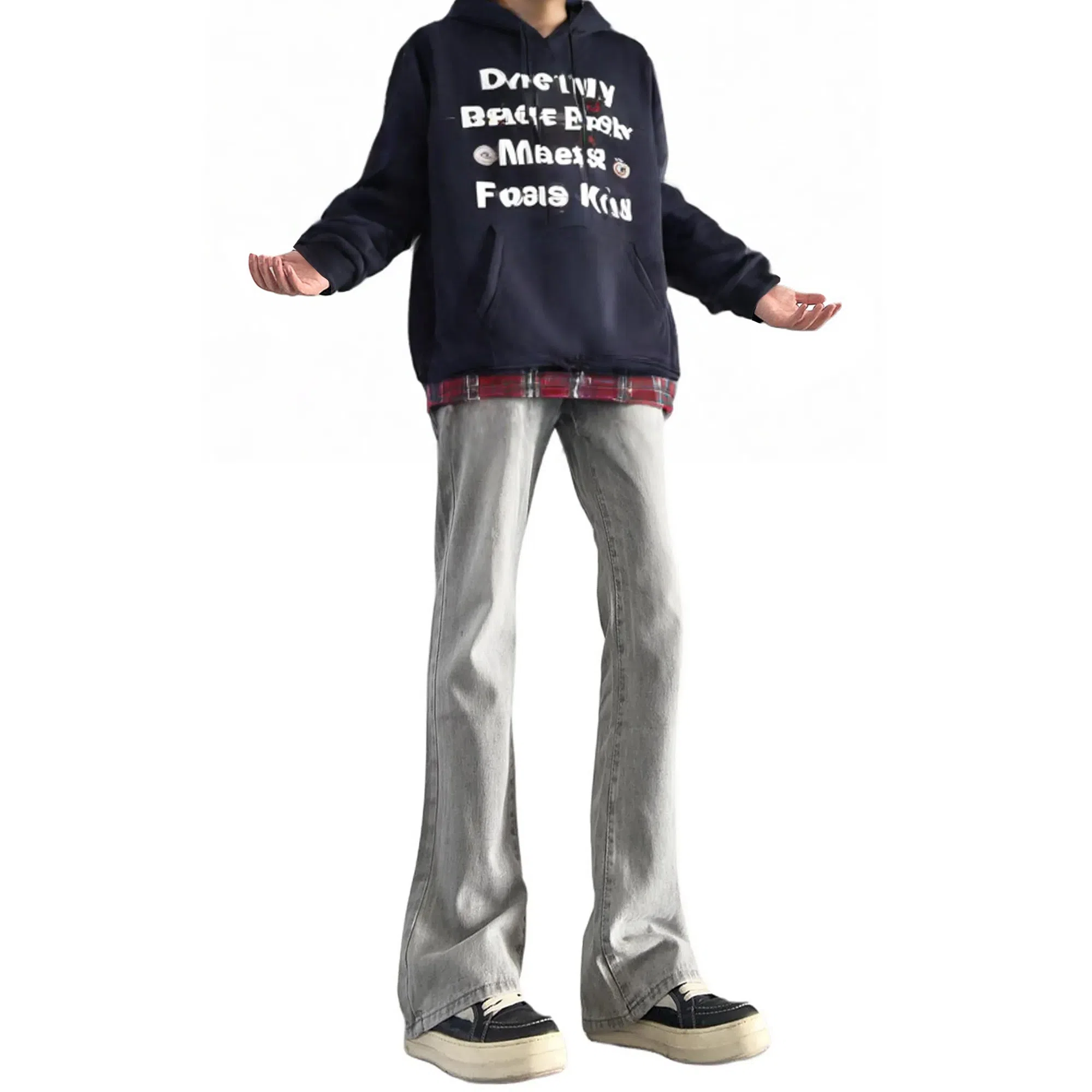 木林森 美式高街复古废土风水洗做旧中腰宽松直筒通勤百搭亲肤柔软舒适休闲耐磨垂感牛仔裤 男女同款