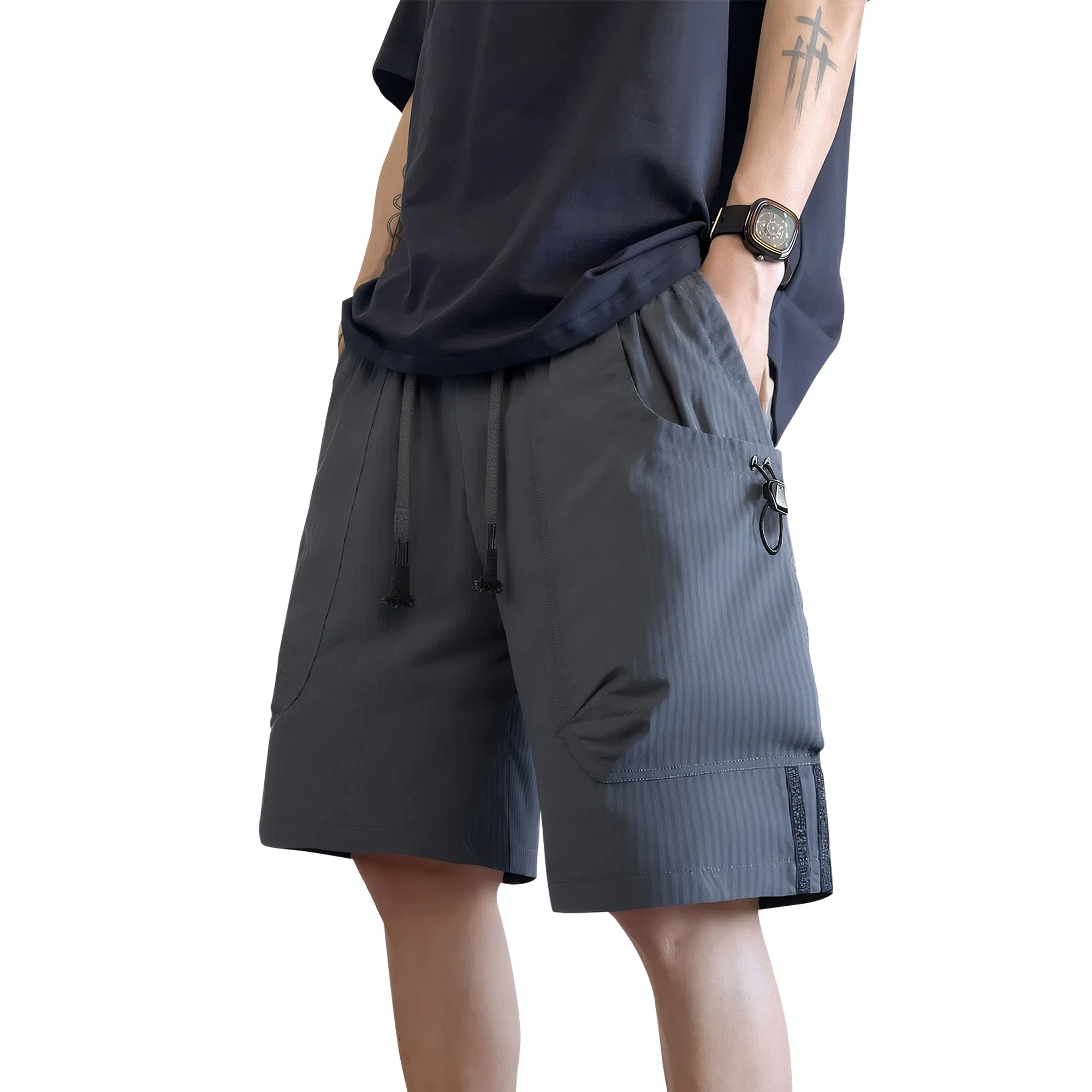 稻草人 美式学院风大口袋百搭柔软舒适宽松凉感五分工装短裤 男女同款