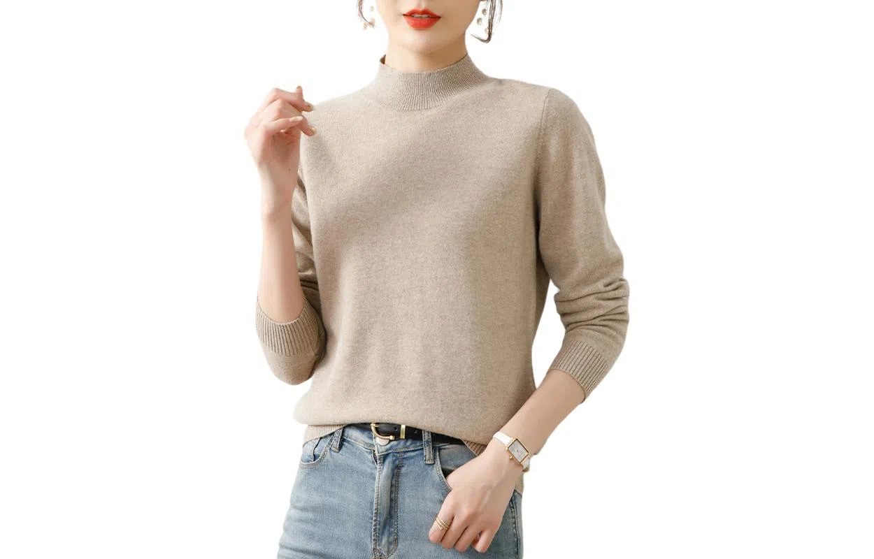 恒源祥 半高领套头打底纯色毛衣 女款