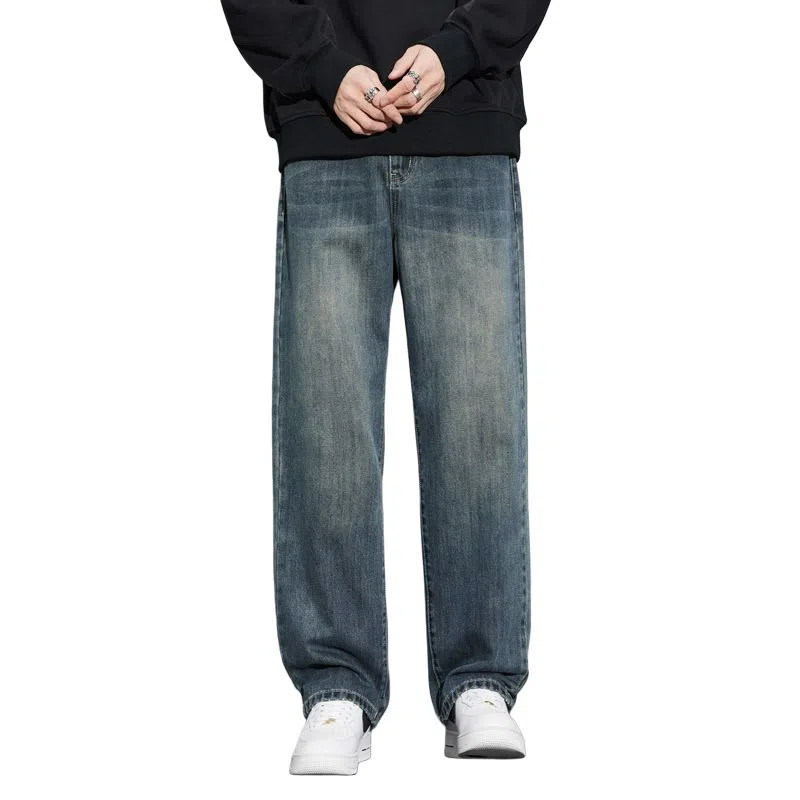 【dme】 美式时尚百搭基础款宽松阔腿牛仔裤 男款 复古蓝