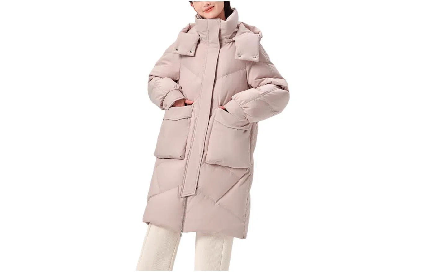 坦博尔 中长款宽松老花加厚羽绒服 女款