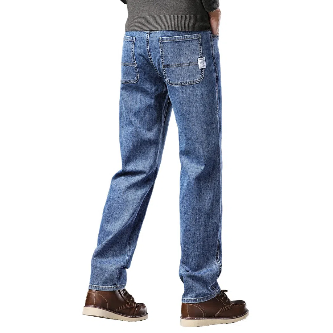 顶峰保罗 无性别主义美式高街潮牌垂感水洗做旧宽松直筒薄款休闲时尚百搭长裤子高端设计感牛仔裤 男女同款