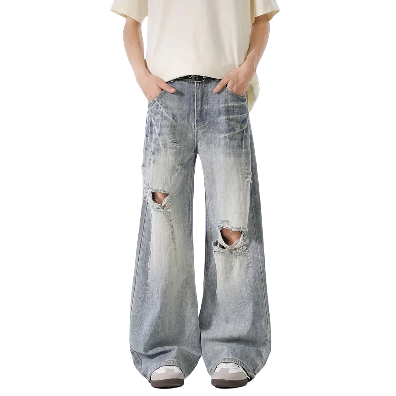 PANDA ADEVIL Distressed Vintage Wide Leg Jeans