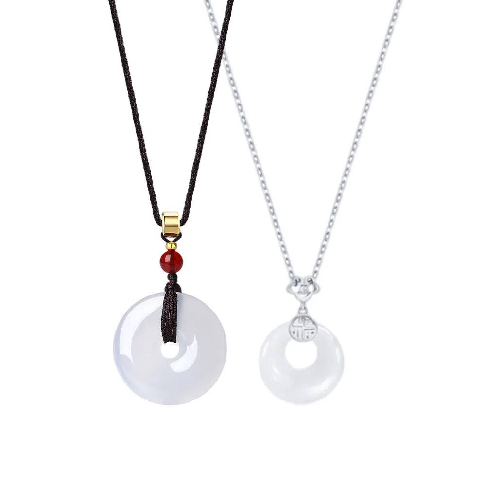 饰伴 新中式国潮平安扣好运 国风气质福气轻奢小众精致锁骨链 玉髓 项链 男女同款情侣款