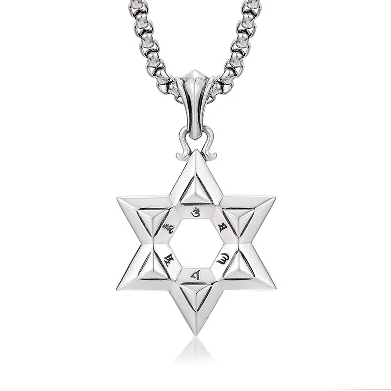 IDEAGEMER Hexagram Pendant Necklace 925 Silver