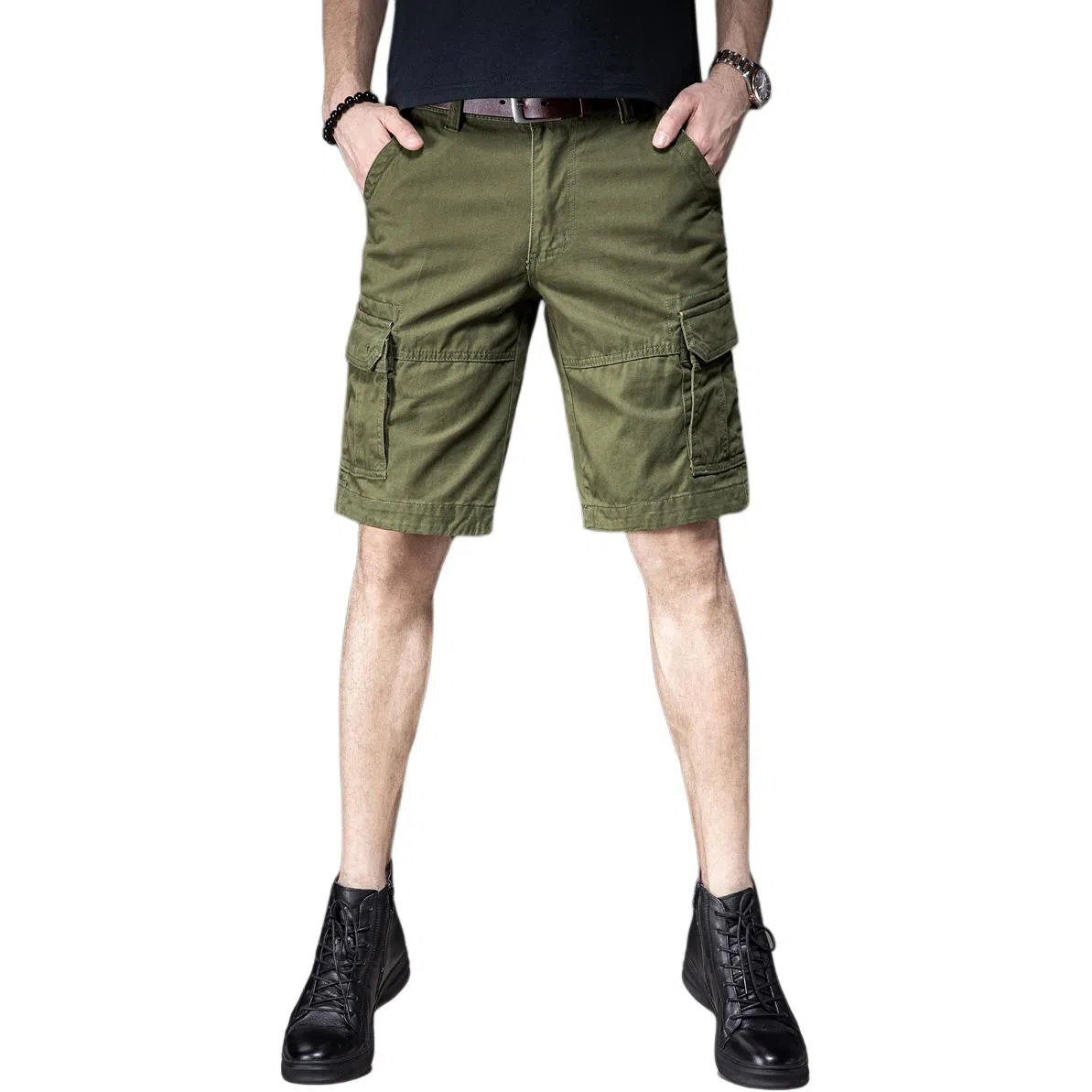 贵色 休闲百搭潮牌简约五分裤直筒薄款宽松弹力工装短裤 男女同款