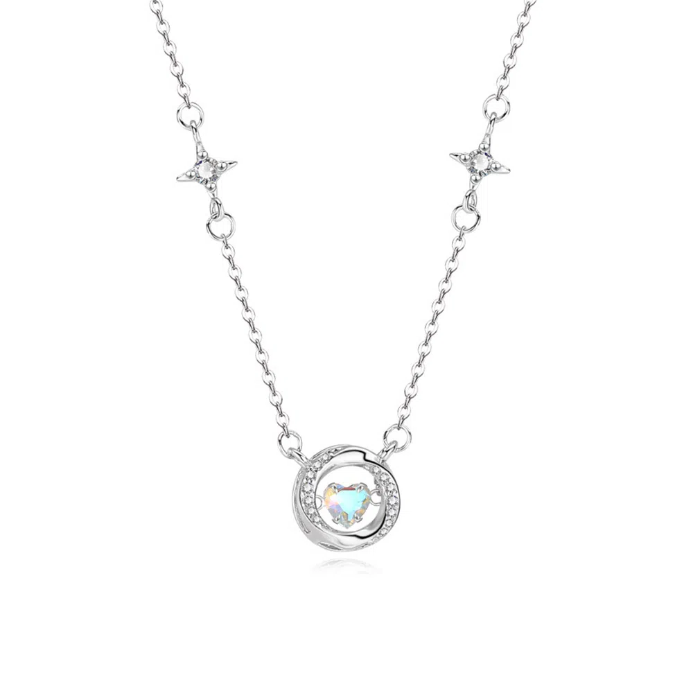 【S999足银纯银】 七七银饰 莫比乌斯心动 跳动的心 在逃公主 甜美浪漫轻奢精致 时尚小众 通勤百搭 琉璃 项链 女款