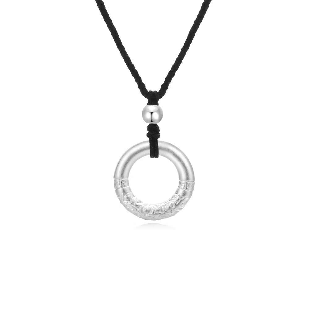 【S999足银纯银 附证书】六桂福 祥云如意平安扣乾坤圈新中式国潮轻奢高级锁骨链通勤百搭 福韵金 好运 男朋友 礼盒项链 男女同款情侣款