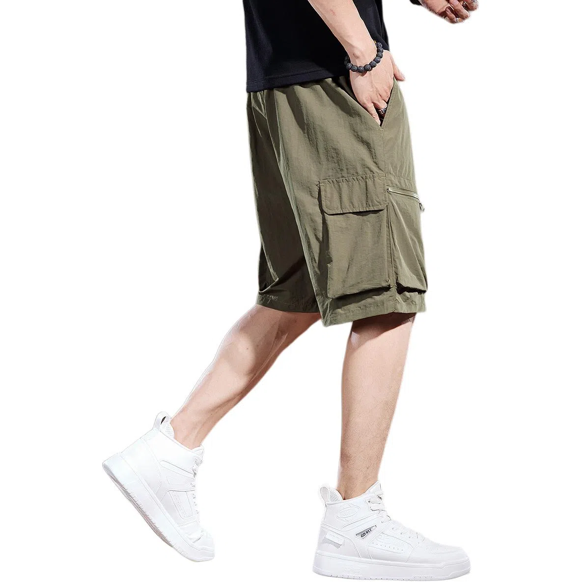 贵色 夏季 纯色口袋废土风男装机能风高端美式冰丝速干潮牌英伦风设计感宽松直筒休闲运动五分裤工装短裤 男女同款 基础色（黑灰白等）