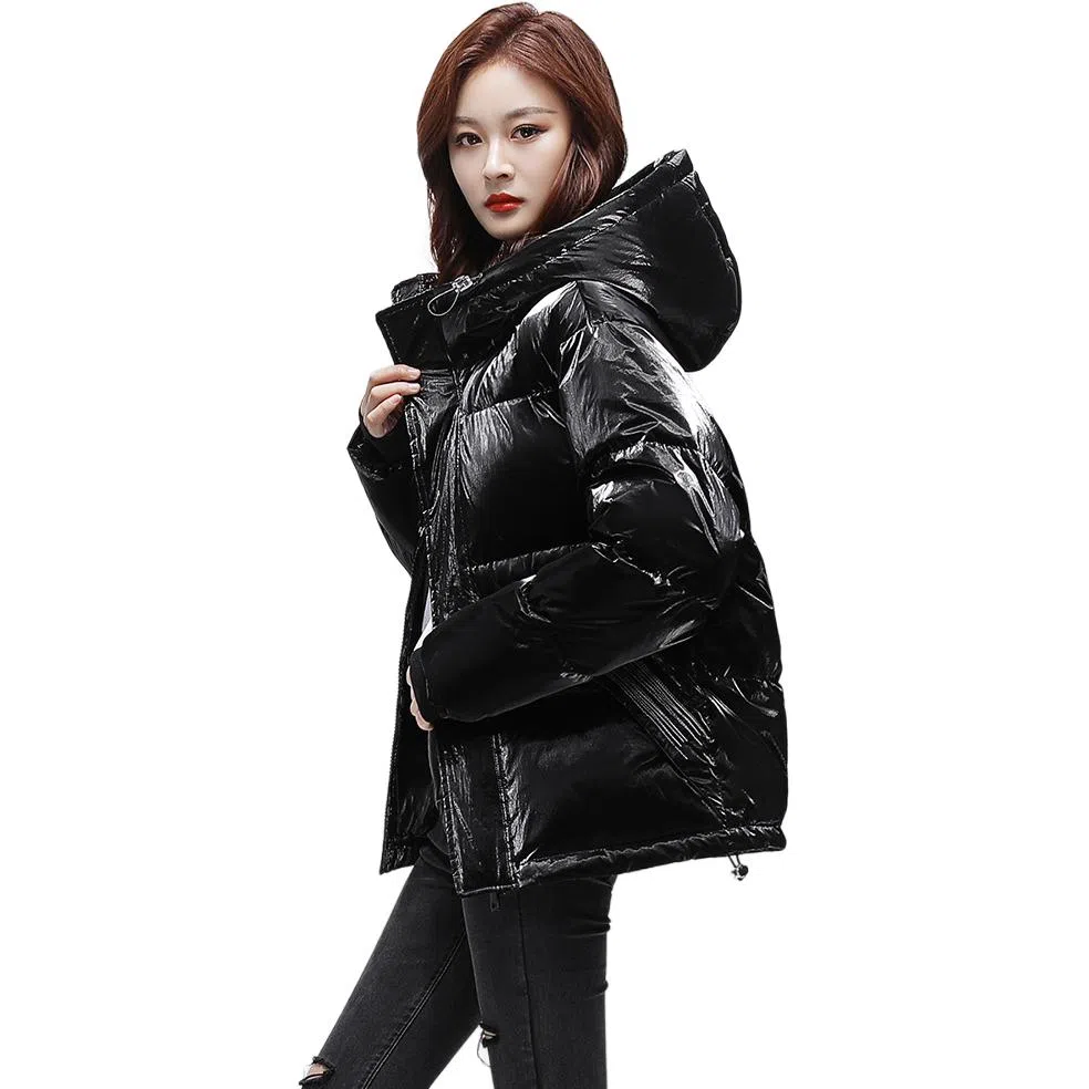 鸭鸭 字母拉链连帽羽绒服 女款