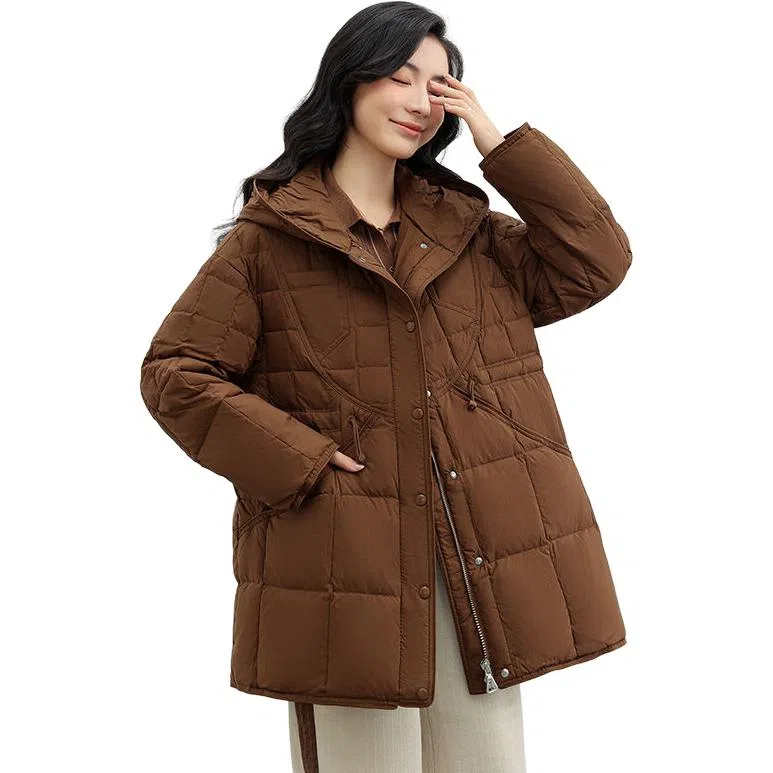 鸭鸭 连帽收腰修身显瘦羽绒服 女款