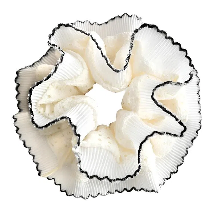 希铃 复古韩系小众设计蕾丝边褶皱花边 棉麻 发圈 女款