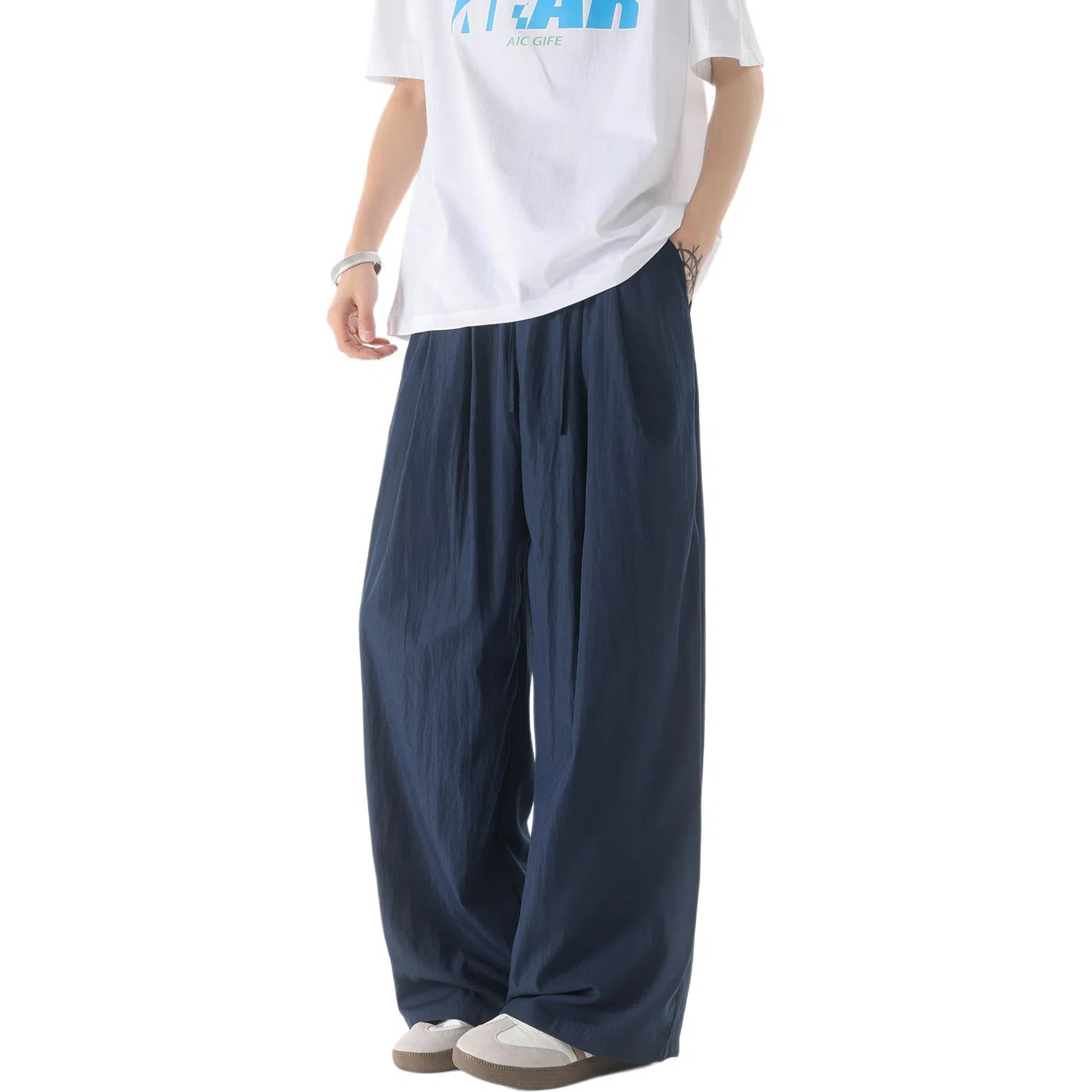 哲源 美式复古纯色简约直筒休闲裤 男女同款