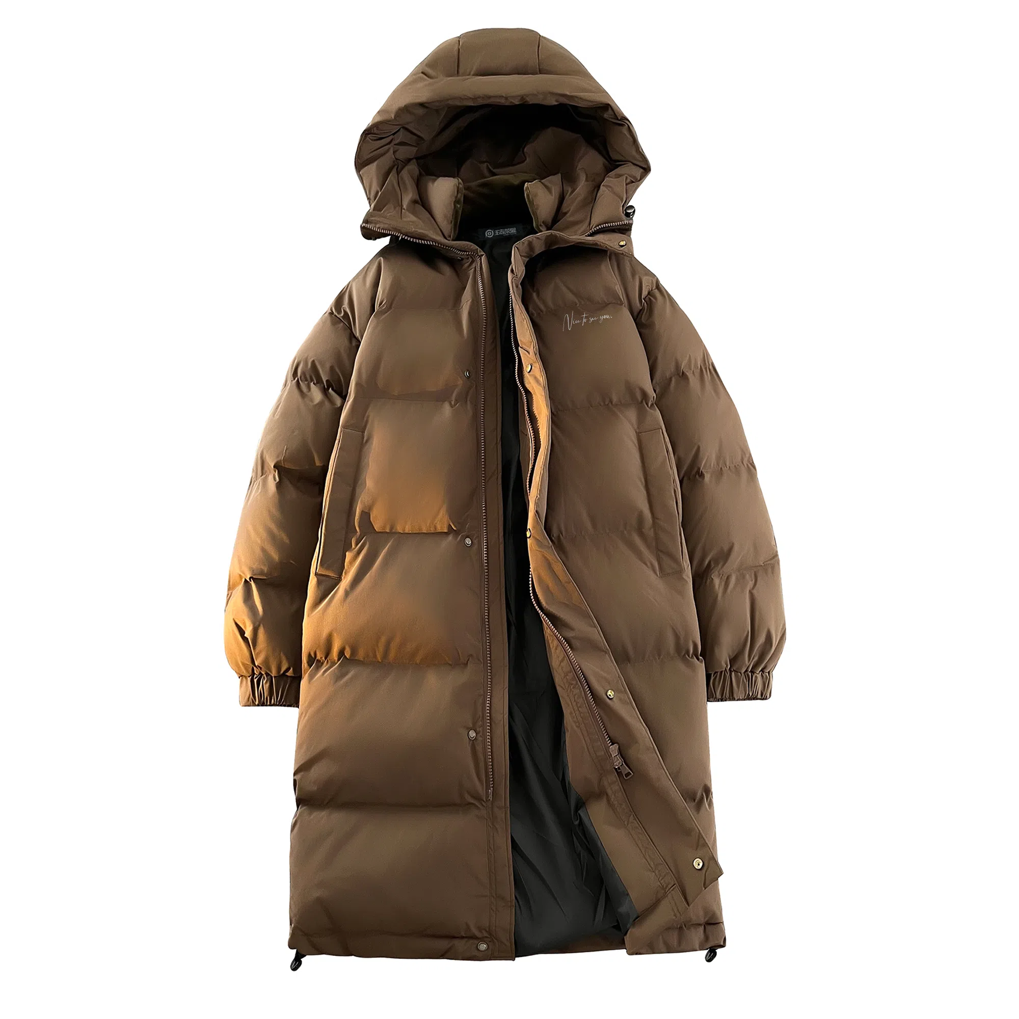 王者荣耀 基础款连帽纯色简约中长款保暖加厚面包字母印花宽松百搭休闲棉服 男女同款