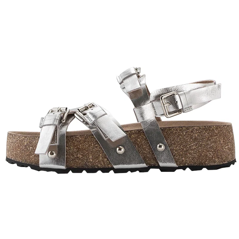 妙侣 闪耀银河 气质港风 舒适厚底 罗马凉鞋 女