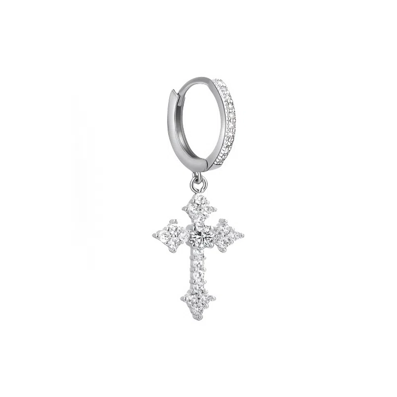 零界 甜酷潮流菱形十字架 欧美嘻哈风痞帅 小众轻奢设计高级感#好运 合金 耳环 男女同款情侣款