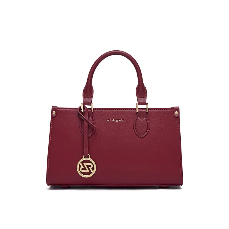 红蜻蜓 气质高雅高级时尚 牛剖层皮革 戴妃包手提包 中号 女款 多色