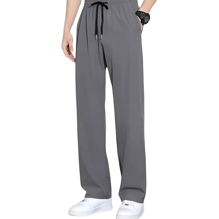 顶峰保罗 冰丝凉感透气宽松直筒长裤无性别主义潮牌薄款垂感阔腿速干运动百搭显瘦休闲裤 男女同款