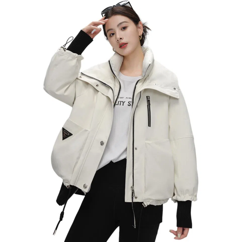 鸭鸭 百搭休闲短款立领夹克羽绒服 女款