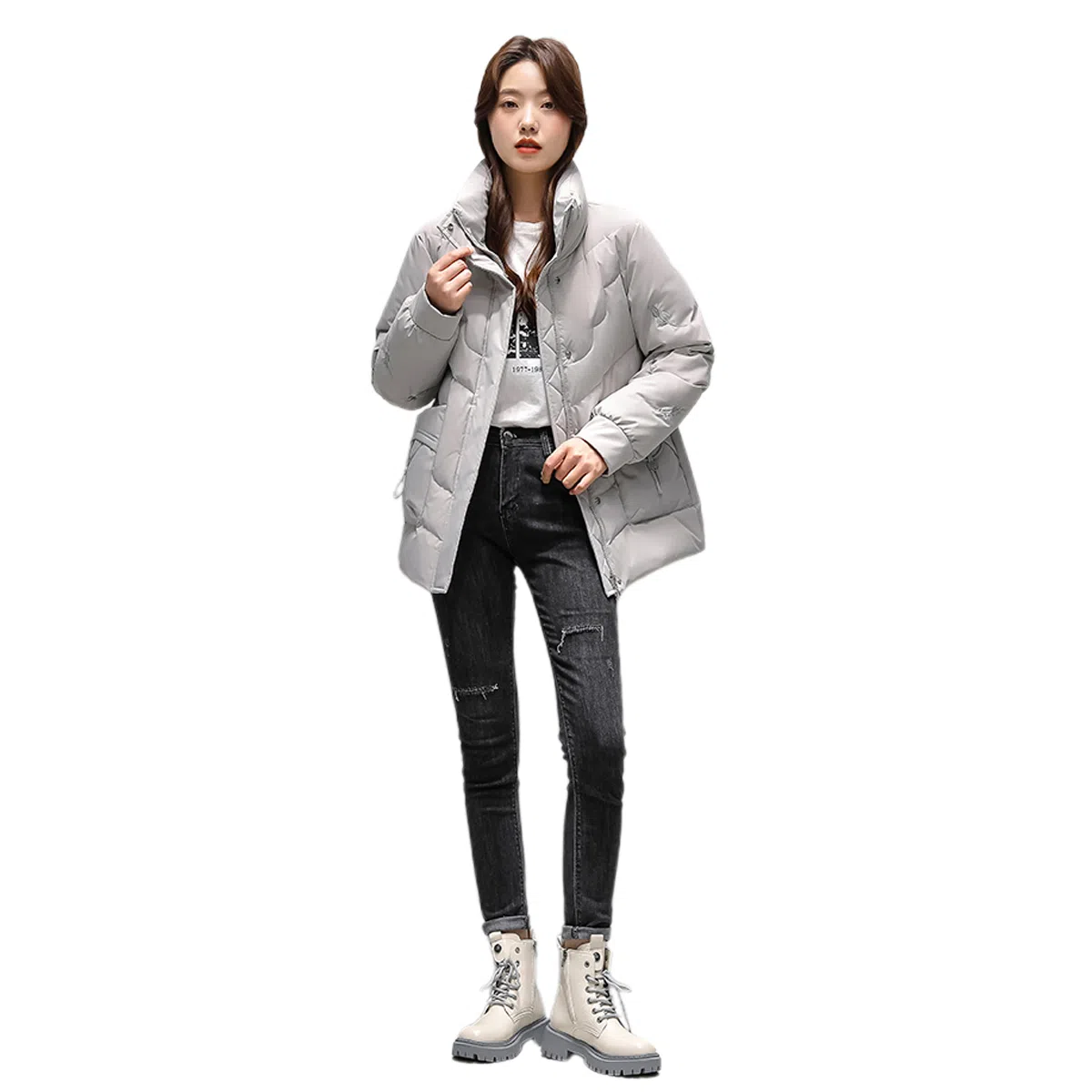 鸭鸭 时尚休闲百搭鸭绒厚款立领短款羽绒服 女款