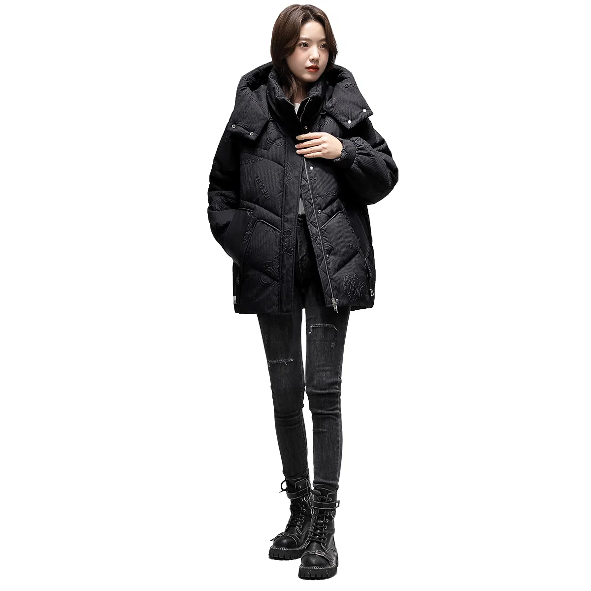 鸭鸭 经典抗寒保暖时尚休闲连帽羽绒服 女款