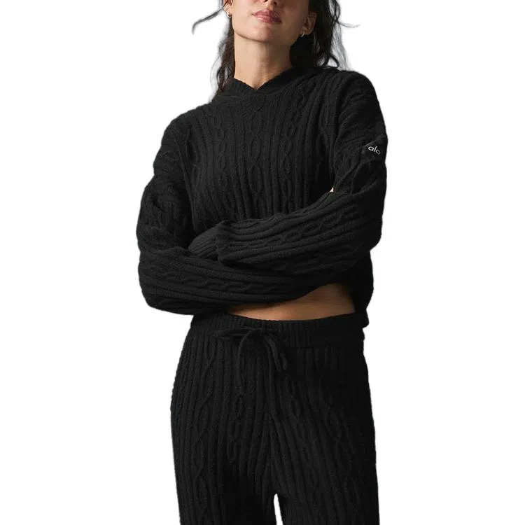 alo yoga Hoodie Knit Pullover Athletic Heather Grey