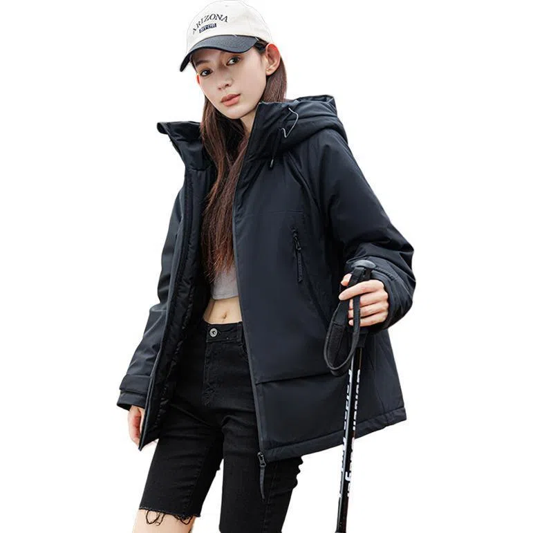 鸭鸭 纯色连帽长袖羽绒服 男女同款