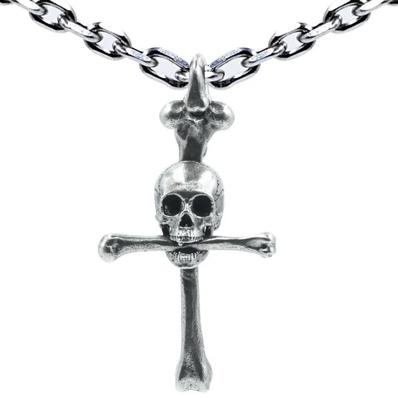【可定制刻字】 白木黑冰 十字架骷髅 新中式潮流原创小众设计高级感 银合金 项链 男款 礼盒