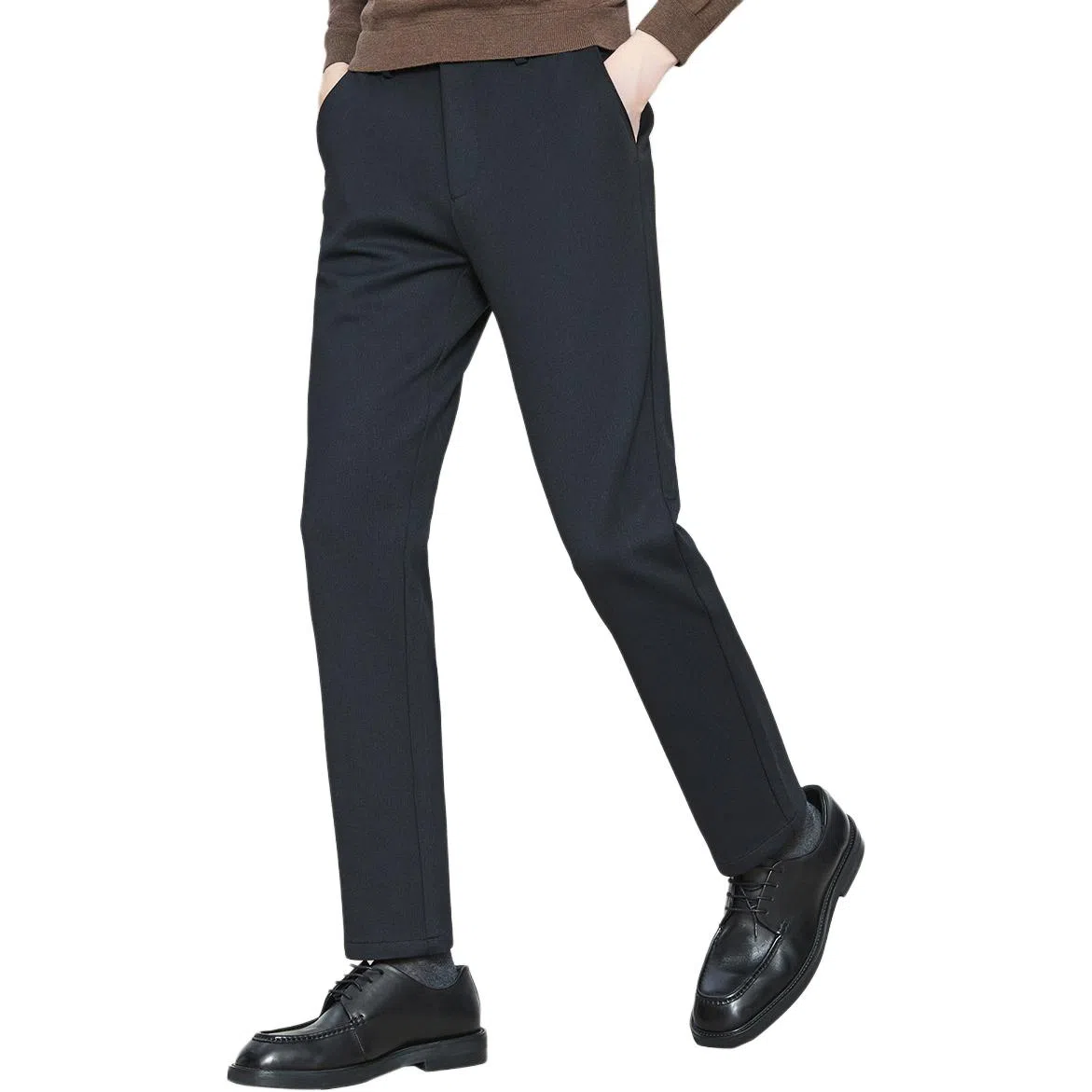 红豆 针织四面弹直筒保暖商务休闲裤 男款 藏青色