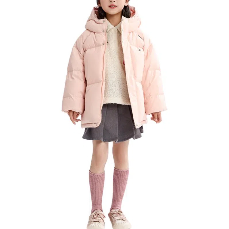 鸭鸭 时尚短款鸭绒印花厚实保暖防风防雨羽绒服 青少年