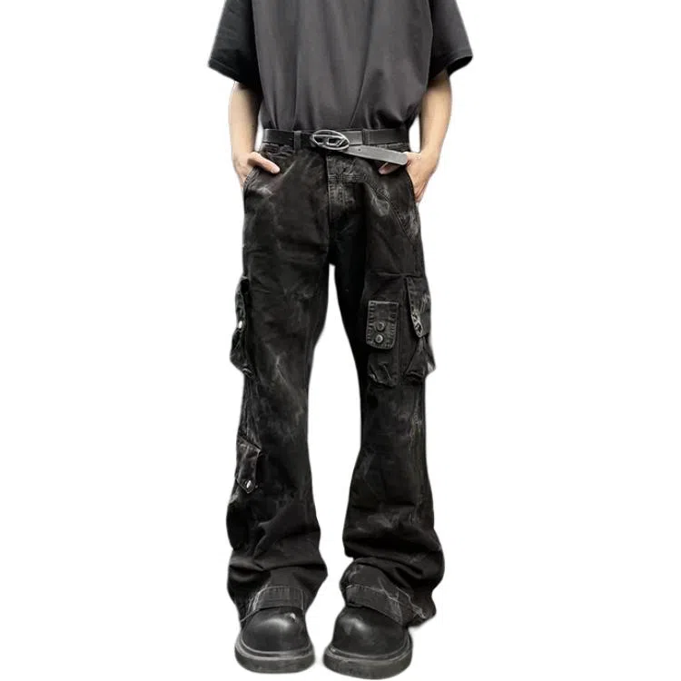 MGXEK Vintage Cargo Jeans Black