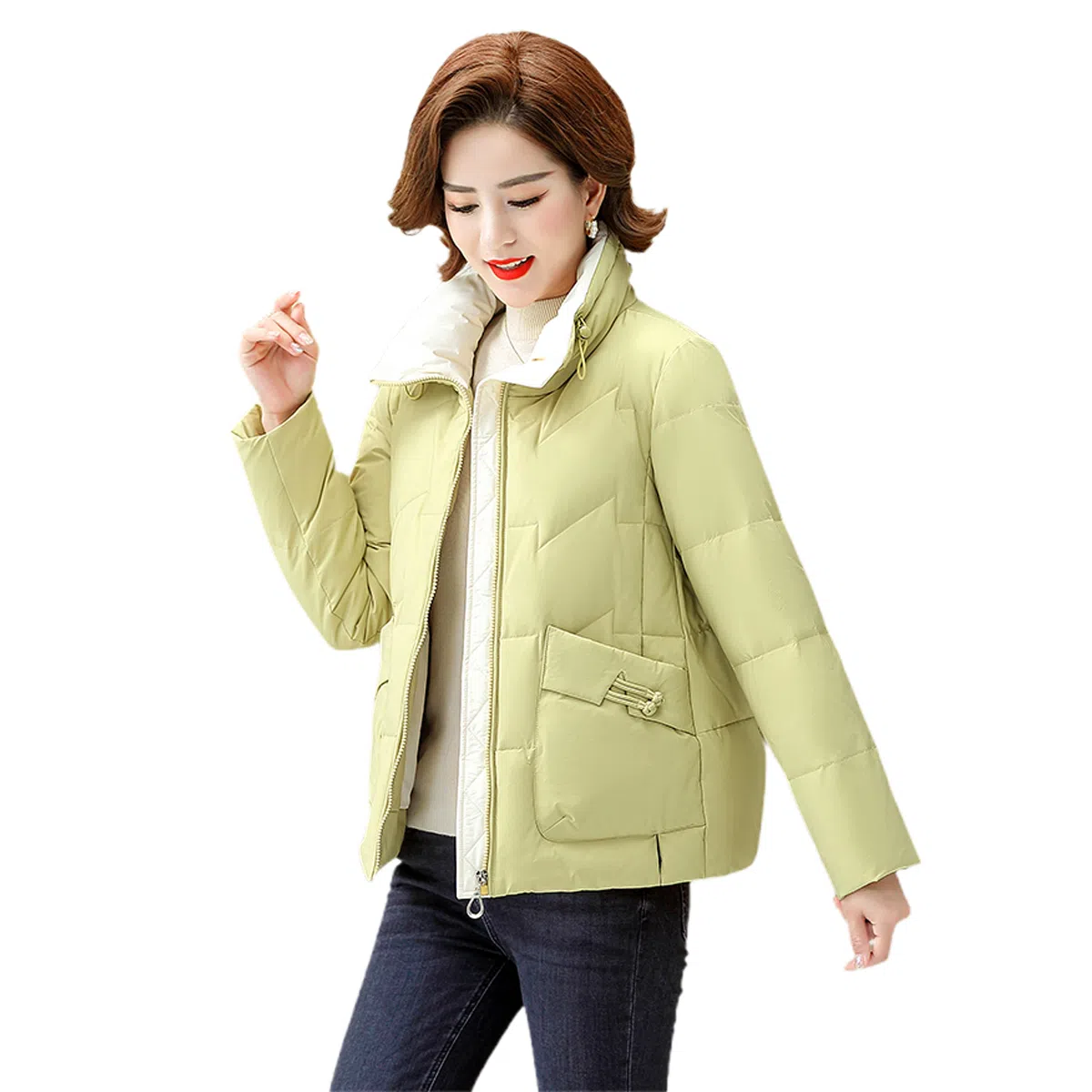 鸭鸭 短款休闲时尚纯色厚款羽绒服 女款