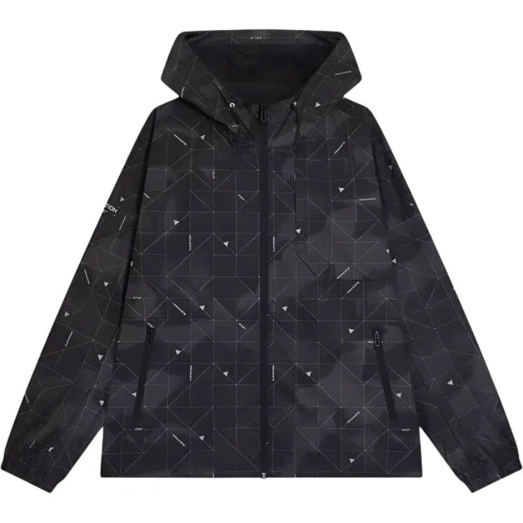 特步 生活系列 运动连帽拉链长袖风衣 男款 正黑色