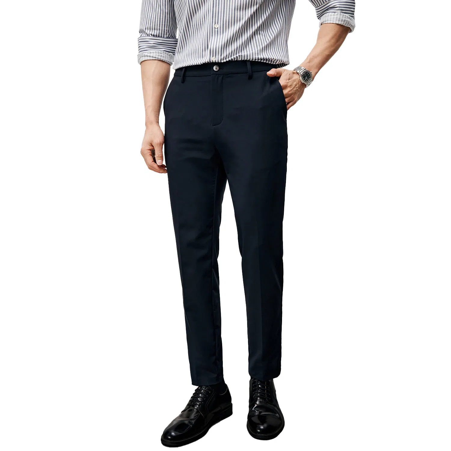 丹宁哲学 高端纯色中腰长裤休闲裤 男款