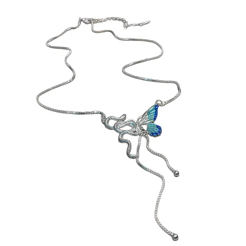 亲喜 新中式蛇与蝴蝶流苏设计感小众高级感潮流 合金 项链 女款