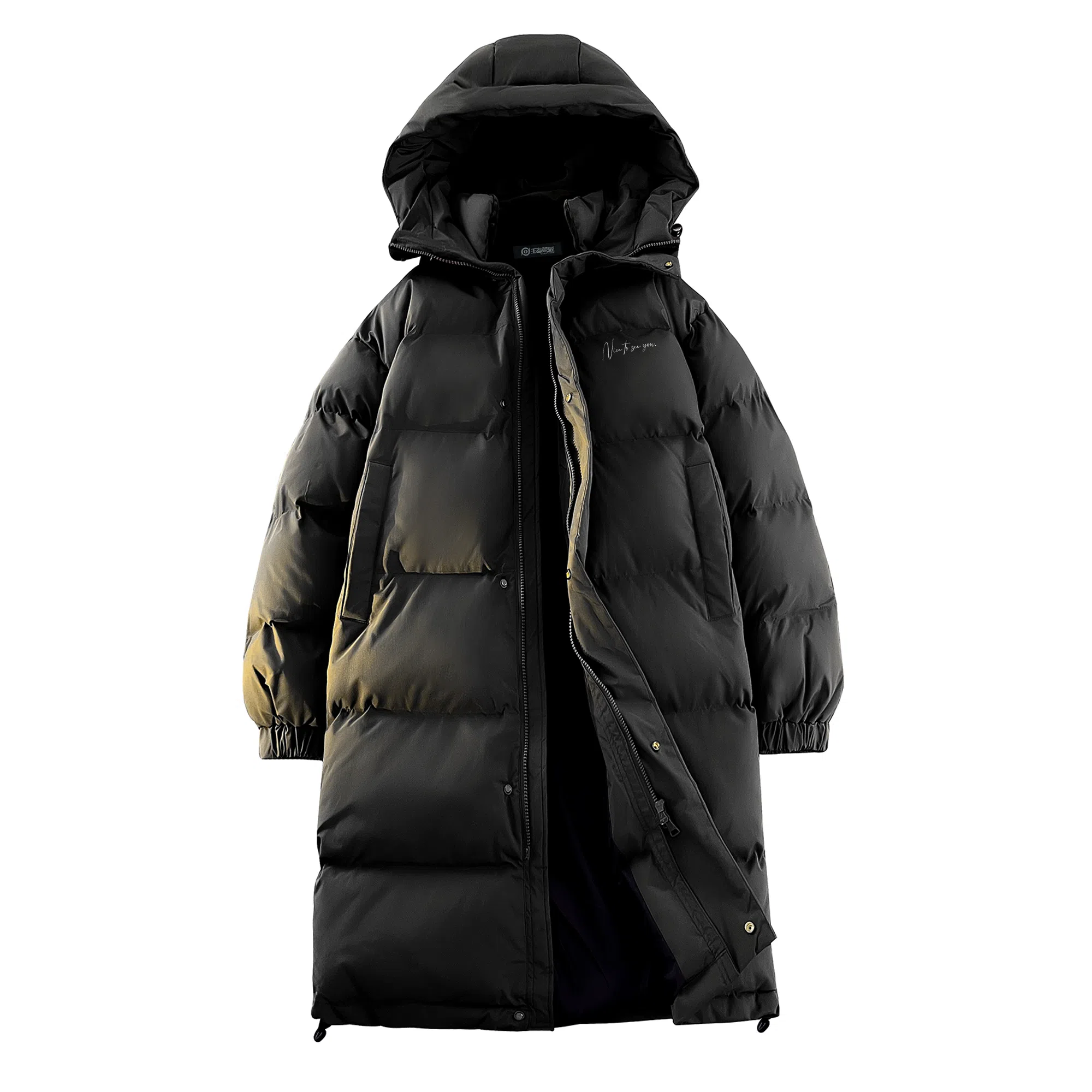 王者荣耀 基础款连帽纯色简约中长款保暖加厚面包字母印花宽松百搭休闲棉服 男女同款