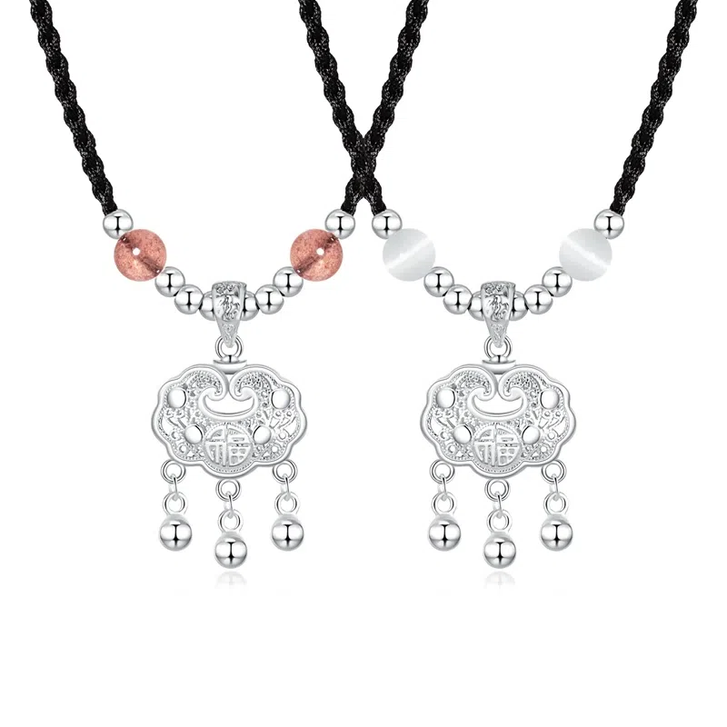 喜宝春花 一步一响平安锁转运诸事顺利平安喜乐新中式八方来财福禄吉祥小众诸事顺利 #好运 合金 项链 男女同款情侣款