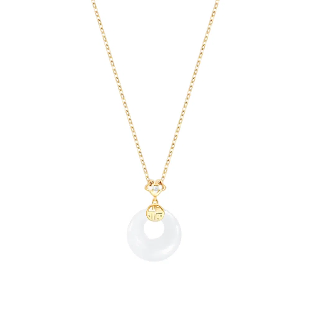 饰伴 新中式国潮平安扣好运 国风气质福气轻奢小众精致锁骨链 玉髓 项链 男女同款情侣款