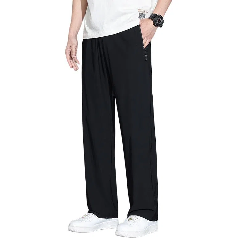 顶峰保罗 冰丝薄款透气垂感直筒阔腿长裤无性别主义潮牌凉感舒适宽松运动百搭速干休闲裤 男女同款