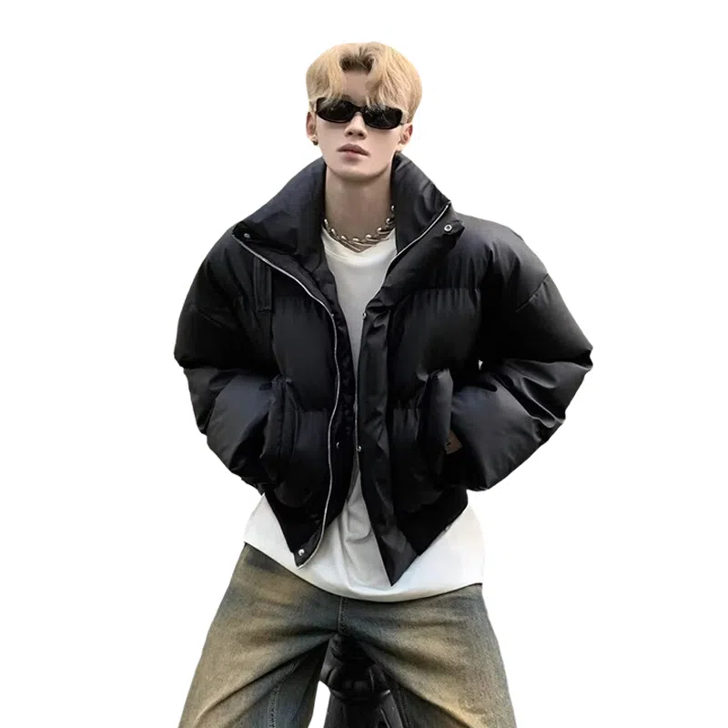 悍戈 美式潮流个性纯色领短款保暖防水面包服棉服 男女同款