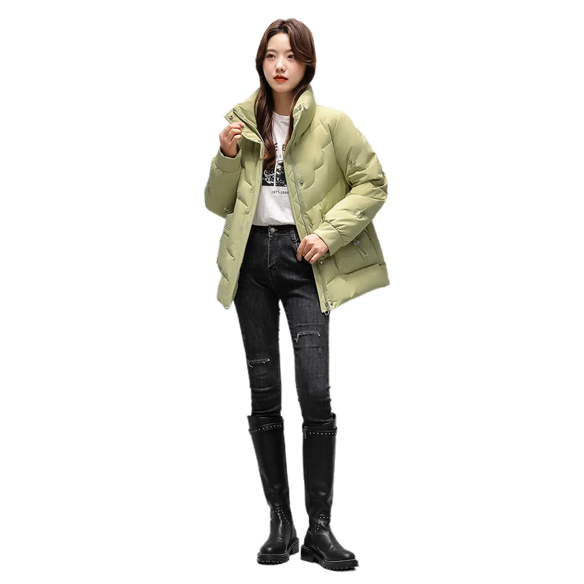 鸭鸭 时尚休闲百搭鸭绒厚款立领短款羽绒服 女款