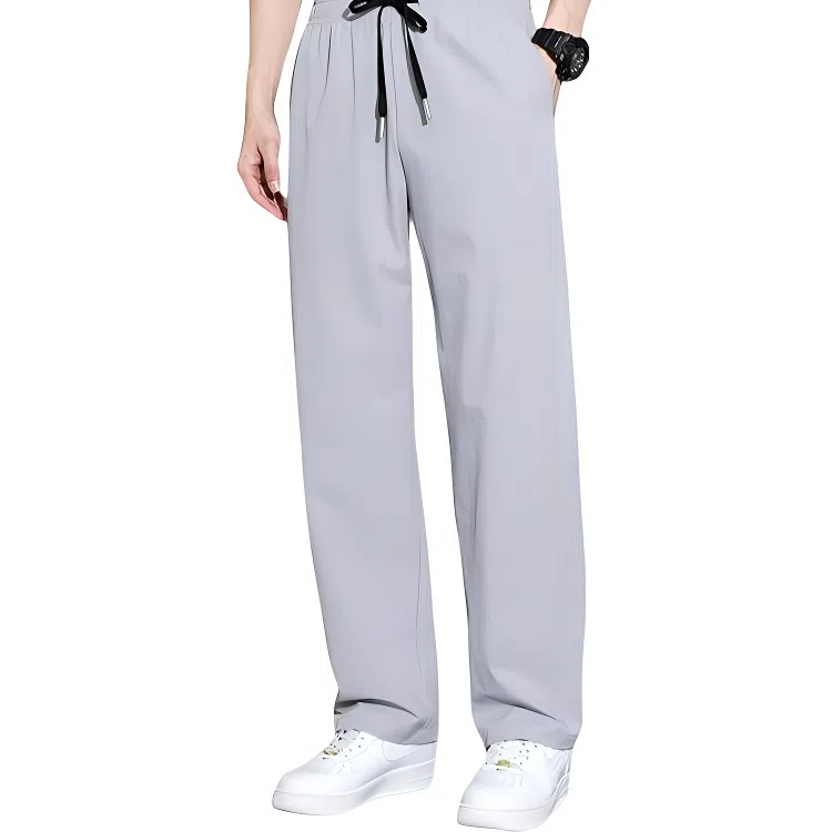 顶峰保罗 冰丝凉感透气宽松直筒长裤无性别主义潮牌薄款垂感阔腿速干运动百搭显瘦休闲裤 男女同款