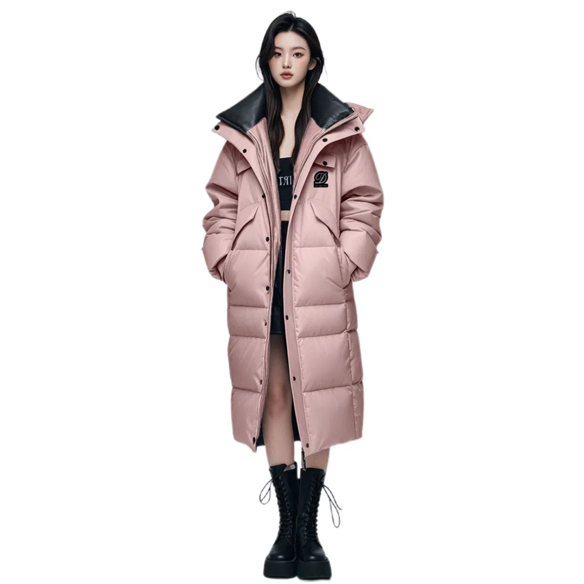 鸭鸭 冬季长款连帽时尚加厚保暖长袖羽绒服 女款