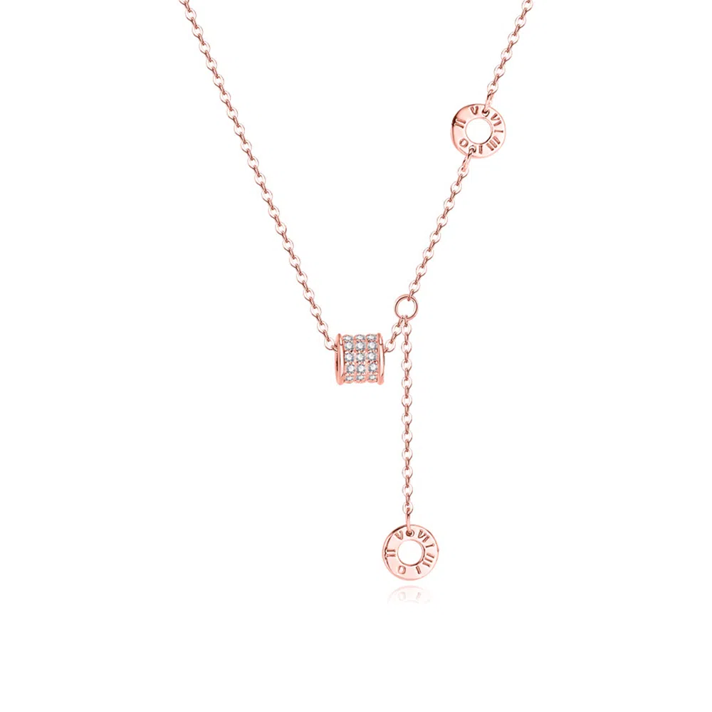 【S999纯银】 六桂福珠宝 罗马数字小蛮腰项链气质百搭温柔轻奢小众高级精致优雅大气时尚简约 足银 锁骨链 女款