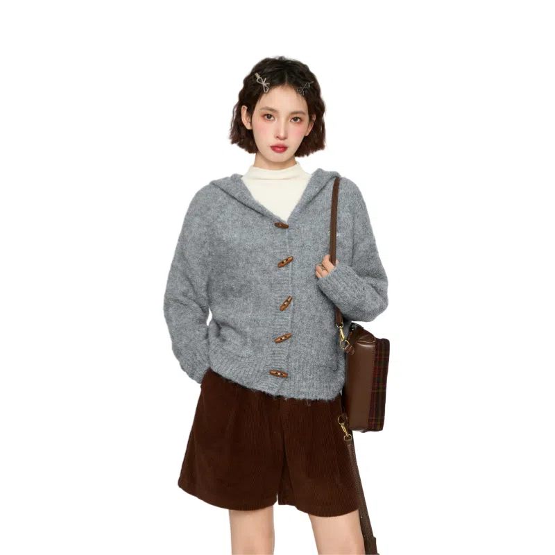 柏黛妃 宽松简约百搭毛衣 女款 深灰色