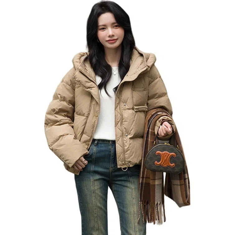 鸭鸭 短款加厚连帽羽绒服 女款