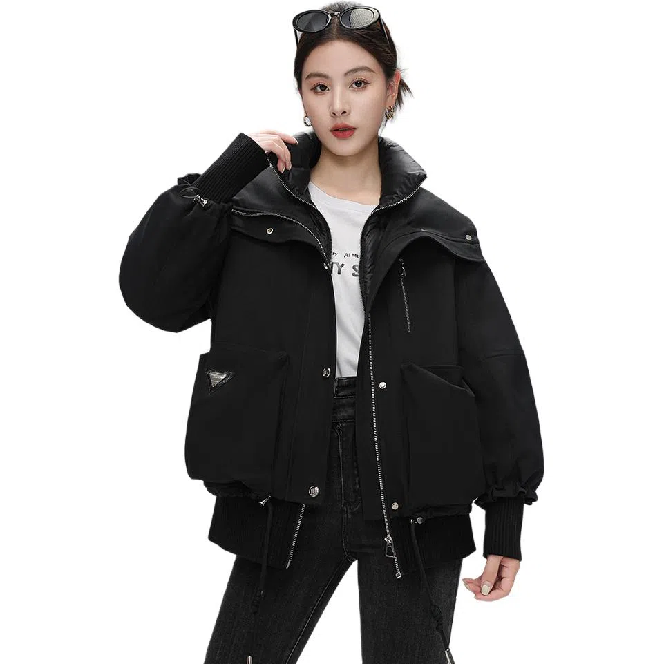 鸭鸭 百搭休闲短款立领夹克羽绒服 女款