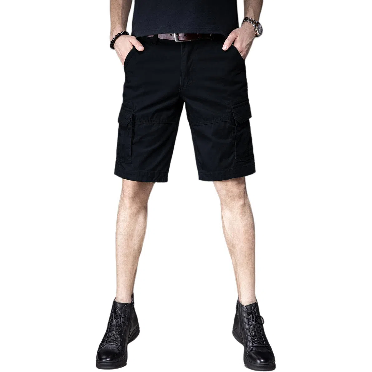 贵色 休闲百搭潮牌简约五分裤直筒薄款宽松弹力工装短裤 男女同款