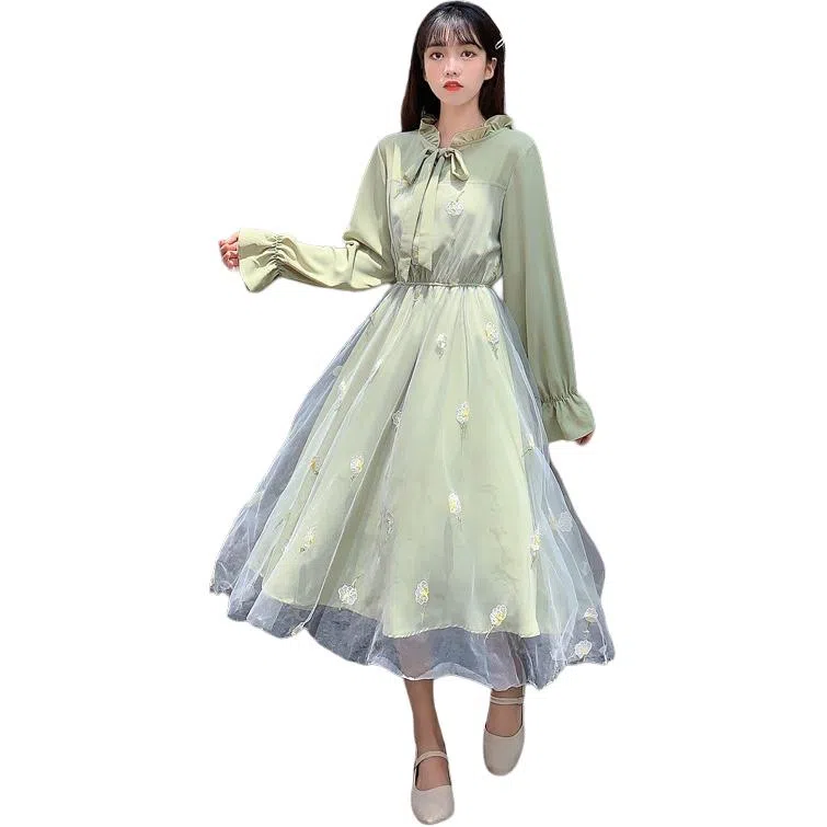 怪力萝莉 气质优雅舒适长袖连衣裙 女款